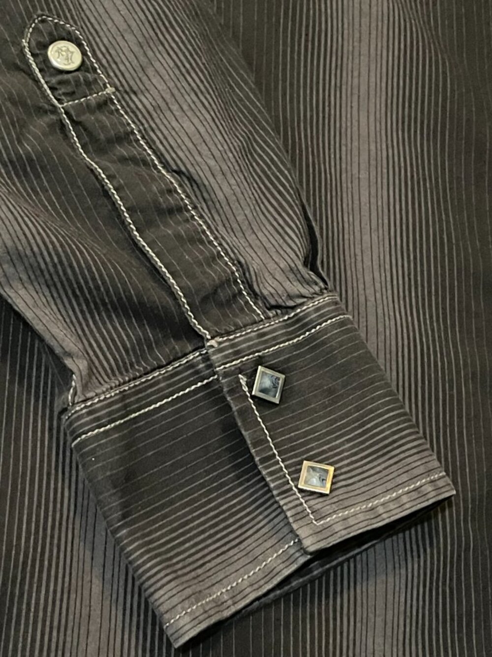 Men's XXL Rock 47 by WRANGLER Blk/Grey L/S Pearl Snap Contemporary Western Shirt - Picture 11 of 16